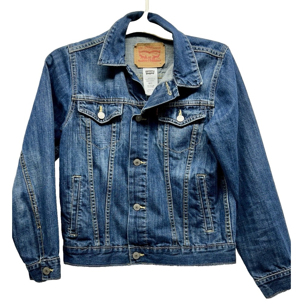 Levis Strauss Girls Medium (10-12) Blue Cotton Denim Jean Trucker Jacket (I2)